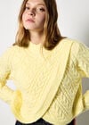 Cable Knit Wrap Jumper, Yellow, large