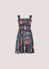 Postcard Floral Print Mini Dress, Navy, large