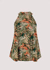 Tropical Halter Neck Top, Khaki, large
