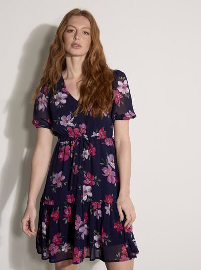 Floral Rose Chiffon Mini Dress