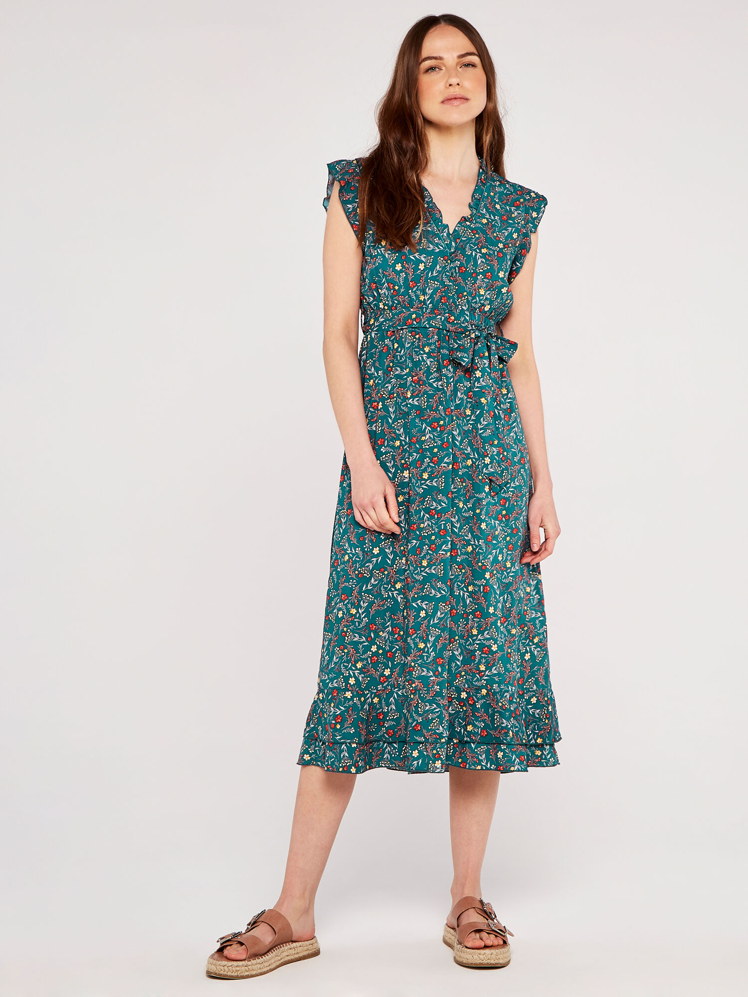 Kimchi blue ruffle sales midi wrap dress