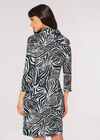 Zebra Fitted Shift Mini Dress, Grey, large