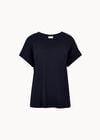 Button Back Textured T-Shirt, Navy, large