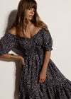 Irregular Spot Bardot Mini Dress, Navy, large