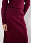 Fine Knit Cable Midi Skirt, Burgundy, large
