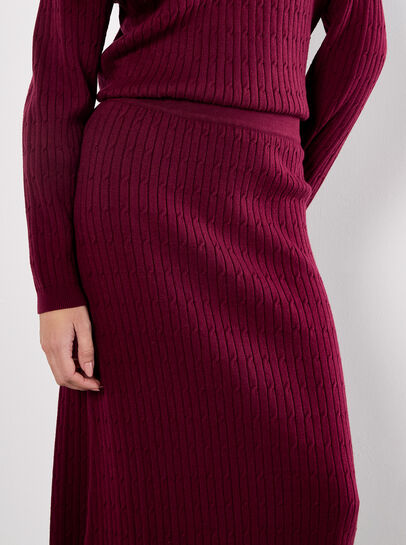 Fine Knit Cable Midi Skirt