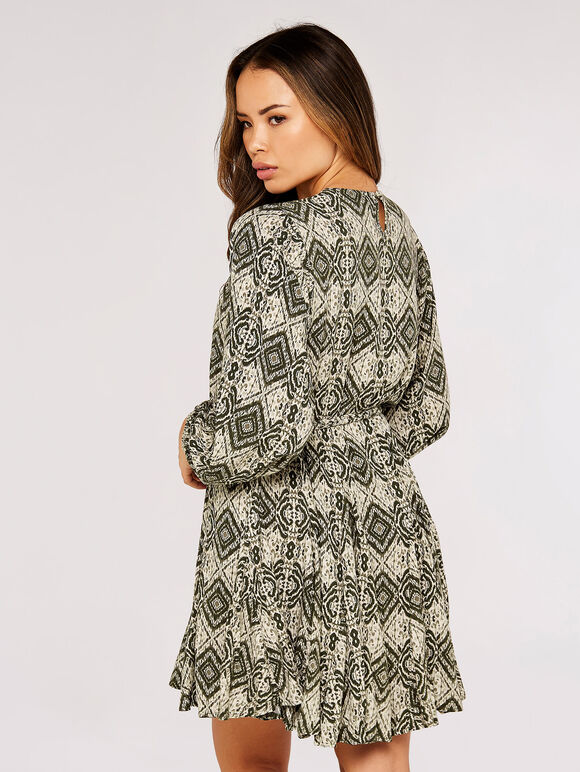 Ikat Mini Dress, Khaki, large