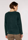 Fluffy Ribbed Jumper, Green, large