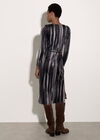 Painterly Stripe Knitted Midi Dress, Grey, large