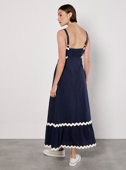Ric Rac Trim Cotton Midaxi Dress