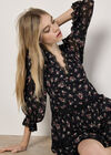 Vintage Floral Lace Tiered Mini Dress, Black, large