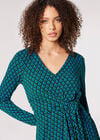 Geometric Diamond Wrap Mini Dress, Green, large