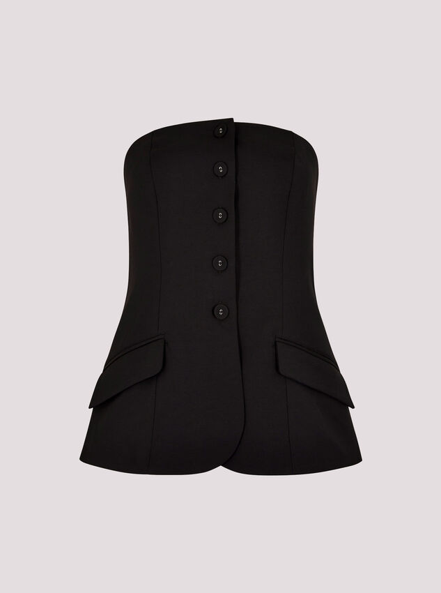 Tailored Bandeau Waistcoat, Black, large