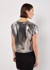 Foil Cropped T-Shirt, Dark Grey - Charcoal, large