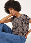 Mixed Animal Textured Cropped T-Shirt, Grey, large
