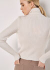 Faux Fur Ribbed Knit Cardigan, Cream, large