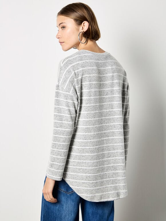 Soft Touch Stripe Top, Grey, large
