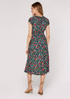Ditsy Milkmaid Midi Dress, Green, large