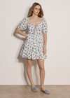 Cotton Dobby Floral Mini Dress, White, large