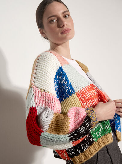 Hand-Crochet Colour Block Cardigan