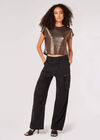 Metallic Cropped T-Shirt, Brown, large