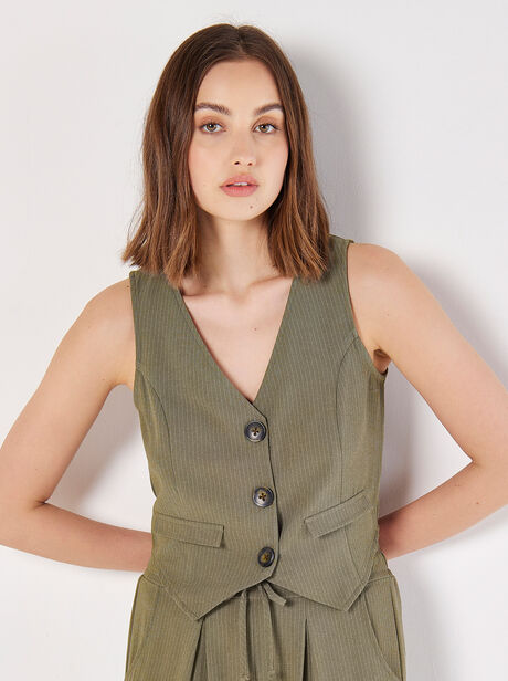 Textured Pinstripe Waistcoat