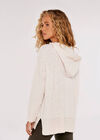 Popcorn Knit Hooded Jumper, Cream, large