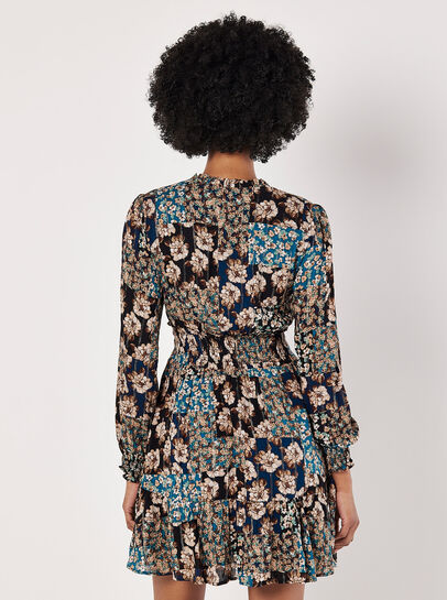 Patchwork Floral Shimmer Mini Dress