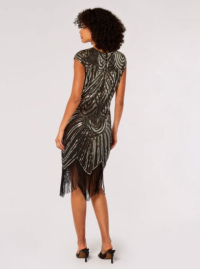 Art Deco Sequin Fringe Mini Dress