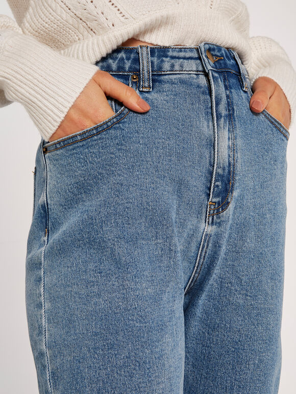 High Waisted Mom Jeans, Blue, large
