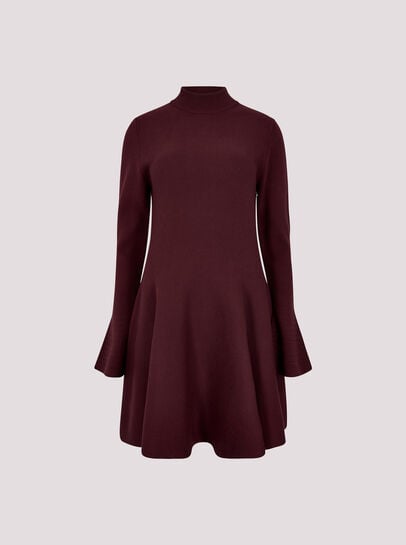 Bell Sleeve Knitted Skater Mini Dress
