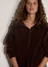 Funnel Neck Teddy Borg Fleece Jumper, Brown, large