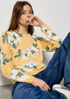 Floral Print Fine Knit Jumper, Yellow, large