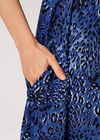 Leopard Print Shirt Midi Dress, Blue, large