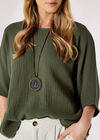 Waffle Batwing Necklace Top, Khaki, large