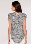 Watercolour Tulip Sleeve Top, Navy, large