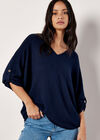 Soft Touch Oversized Batwing Top, Navy, large