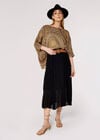 Shimmer Crinkle Midi Skirt, Black, large