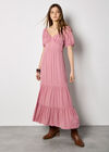 Crinkle Tiered Maxi Dress, Pink, large
