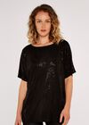 Mini Sequin Batwing Top, Black, large