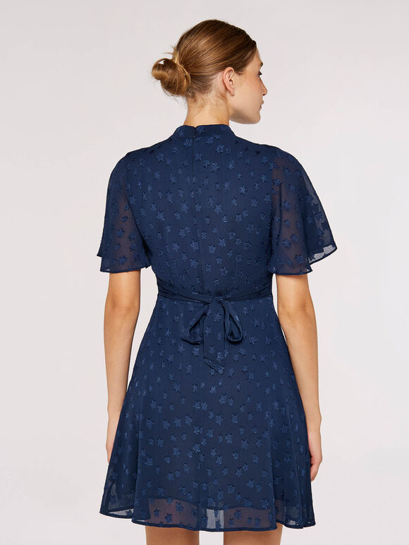 Star Jacquard Mini Dress, Navy, large