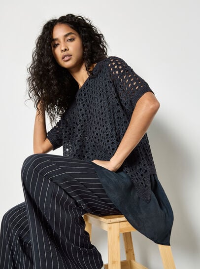 Shimmer Mesh Layered Tunic Top