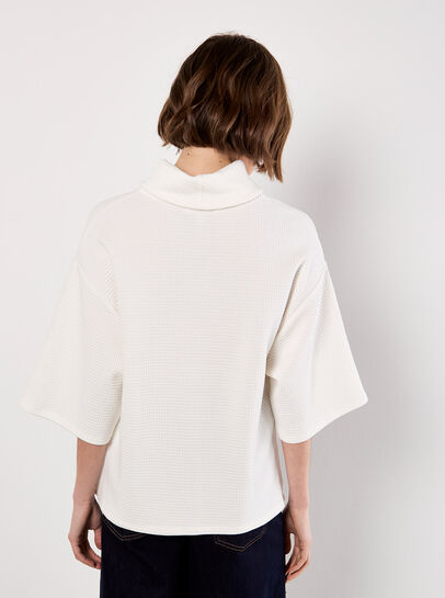 Waffle Knit Mock Neck T-Shirt