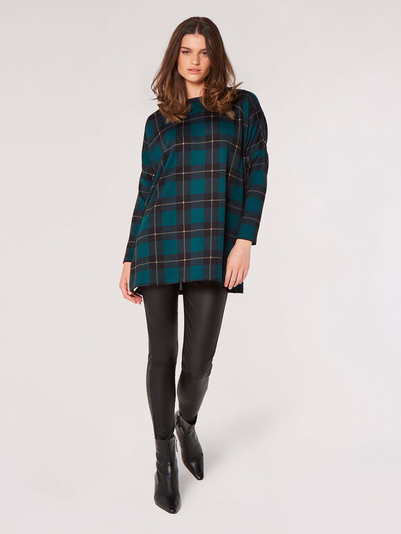 Check Oversized Top, Green, large