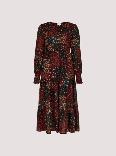 Patchwork Ditsy Midi Dress