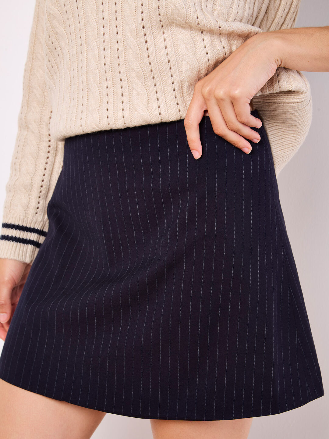 Pinstripe A-Line Skirt