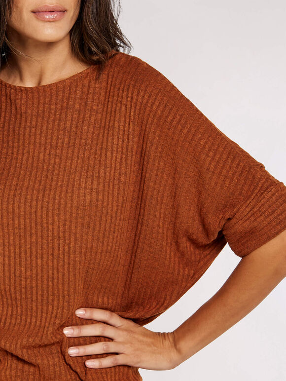 Rib Batwing Top, Rust, large