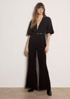 Jersey Crepe Straight-Leg Jumpsuit, Black, large