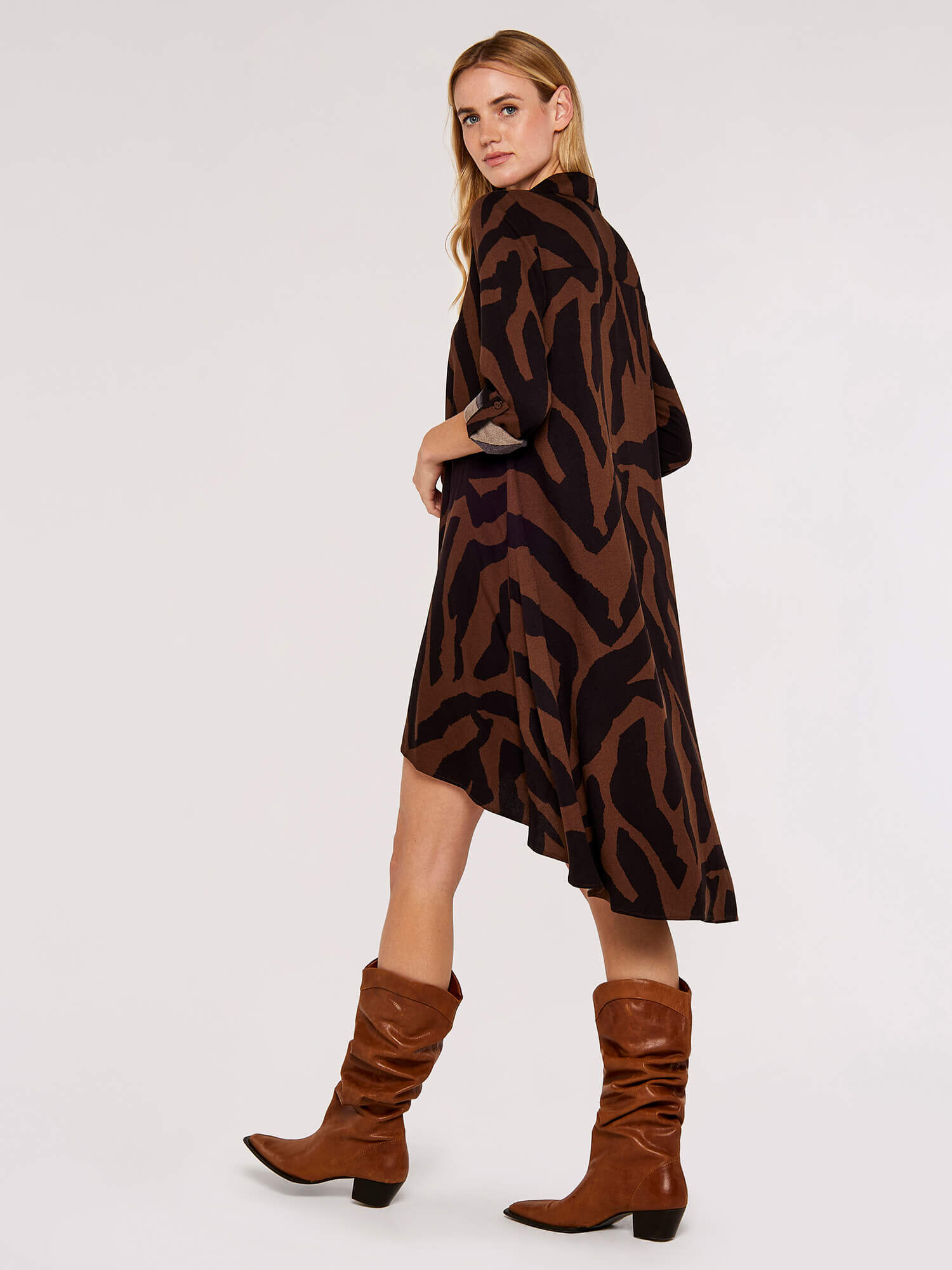 Kleid zebramuster braun Clearance