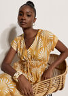 Fan Print Midaxi Dress, Mustard, large